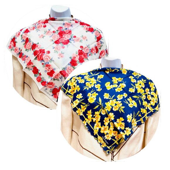 2) New  Beautiful YSL MiniScarf/Handker cotton 19 "  Purple  Pink Floral (61 - Picture 3 of 14